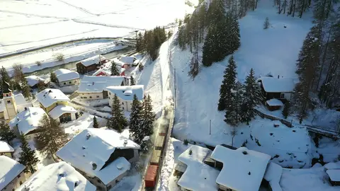 Steam Train snowy mountains