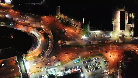 Drone View of City at night