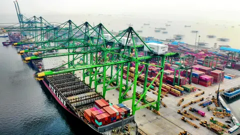 A Busy Sea Harbor In Indonesia
