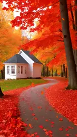 Cabin with vivid fall colors