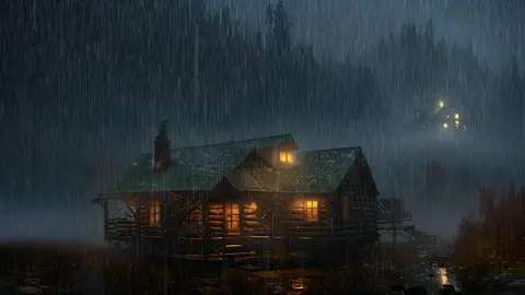 Cozy Cabin in the Rain