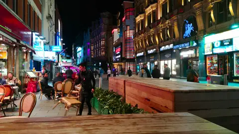 Sidewalk Restaurant At Night