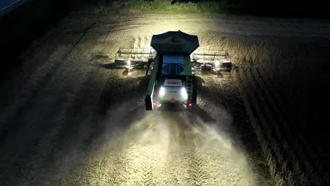 Combine Harvesting at night