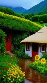 Country Cottage in the Rain