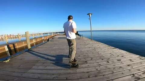 Skateboarder on a pier